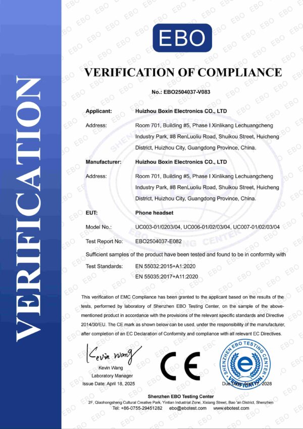 UC Headset CE Certified