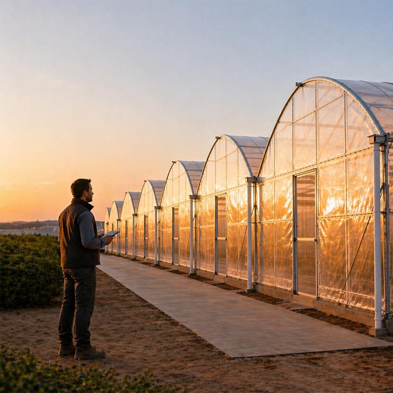 Galvanized Steel Frame Multi-Span Greenhouse With Hydroponics Irrigation System