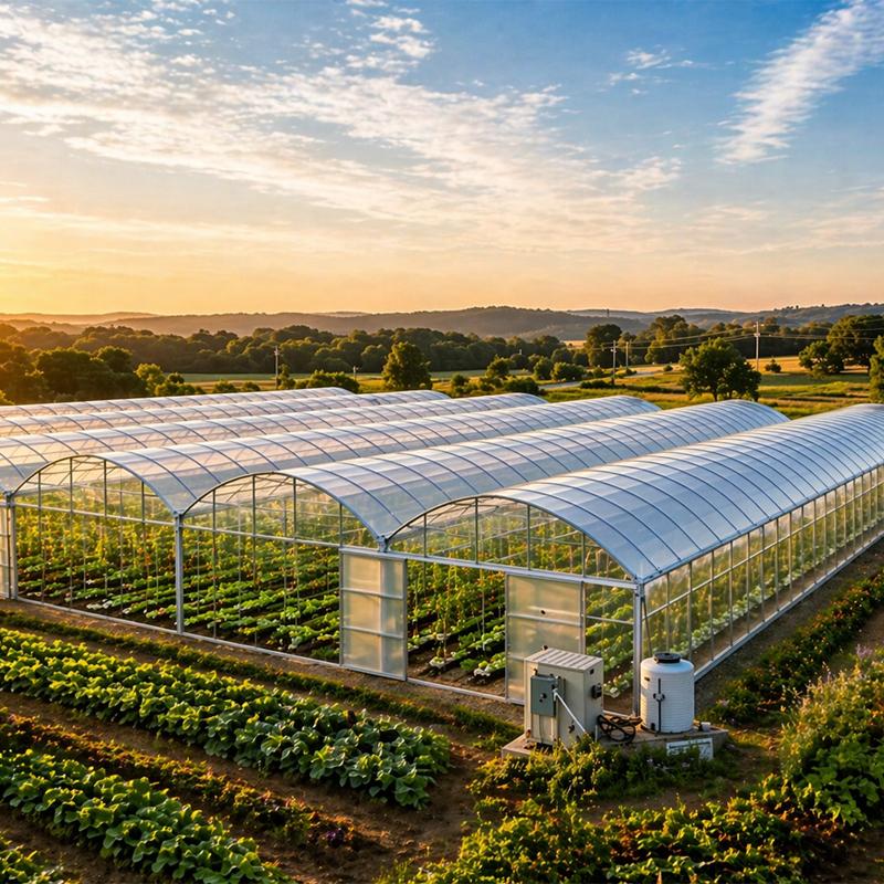 Commercial Multi-Span Film Tunnel Greenhouse for Vegetable Production