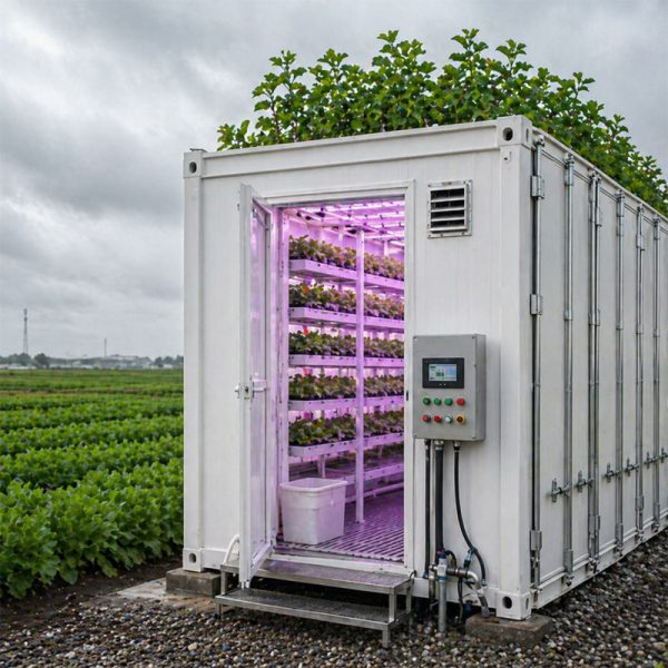 Leafy greens hydroponic container farm for lettuce production