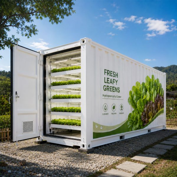 Vertical farming container system for fresh greens production
