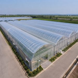 Commercial multi span greenhouse with ventilation system