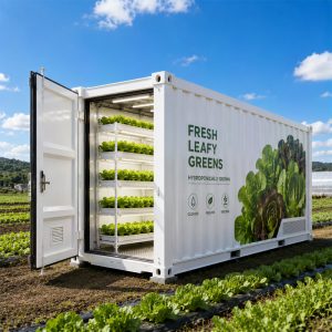 Hydroponic container farm for leafy green production
