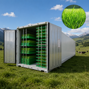 Vertical hydroponic fodder container for cattle and sheep feed