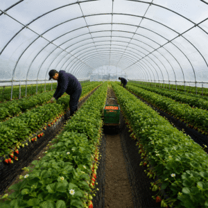 Customized multi span plastic film greenhouse with ventilation system for farming