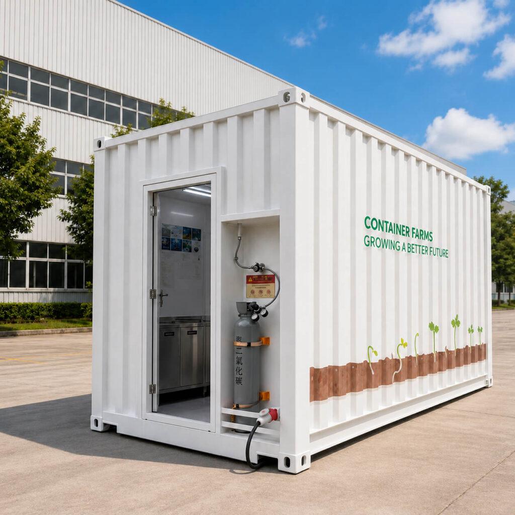 Commercial container farm with hydroponic growing system for indoor agriculture