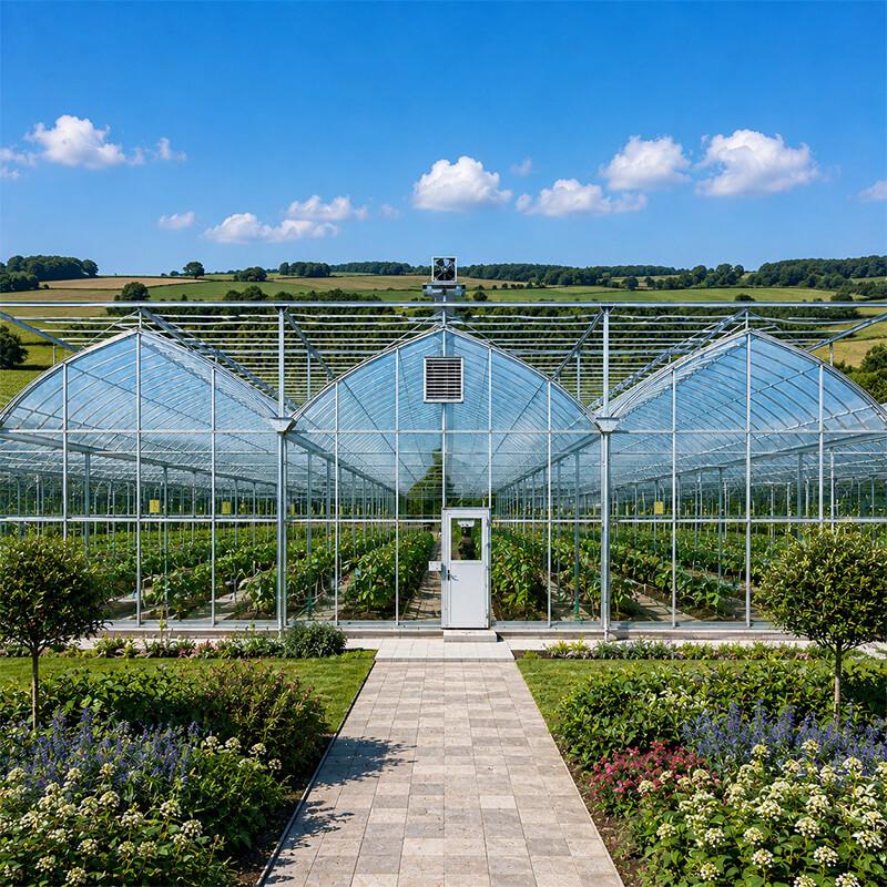 Commercial multi span film greenhouse for large scale vegetable production